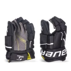 Bauer Supreme Mach Junior Hockey Gloves -Outlet Hockey Store bauer gloves bauer supreme mach junior hockey gloves black white 10 30597294555202