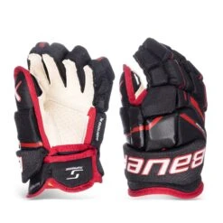 Bauer Supreme Matrix Junior Hockey Gloves -Outlet Hockey Store bauer gloves bauer supreme matrix junior hockey gloves black red 11 30597289345090