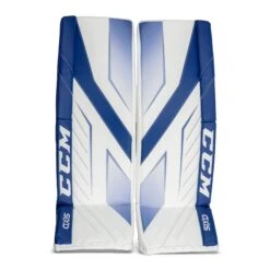 CCM Axis Senior Goalie Leg Pads -Outlet Hockey Store ccm leg pads ccm axis senior goalie leg pads white blue 34 2 28744295415874