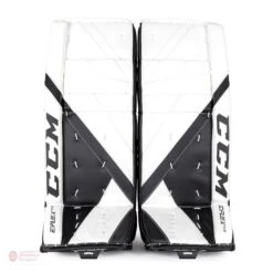 CCM Extreme Flex E5.5 Junior Goalie Leg Pads - Source Exclusive -Outlet Hockey Store ccm leg pads ccm extreme flex e5 5 junior goalie leg pads source exclusive white white black black 26 1 28744299184194